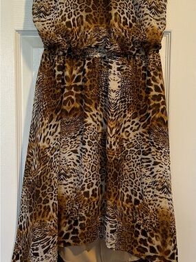 Leopard Print Halter Dress - Brown/Black/Cream